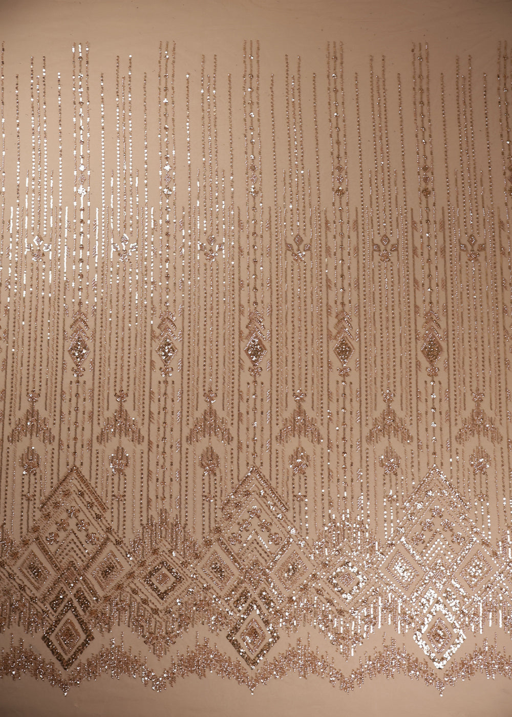 Chiku Imported Net Fabric With All Over Sequins And Bead Work With One Side Heavy Border 16591