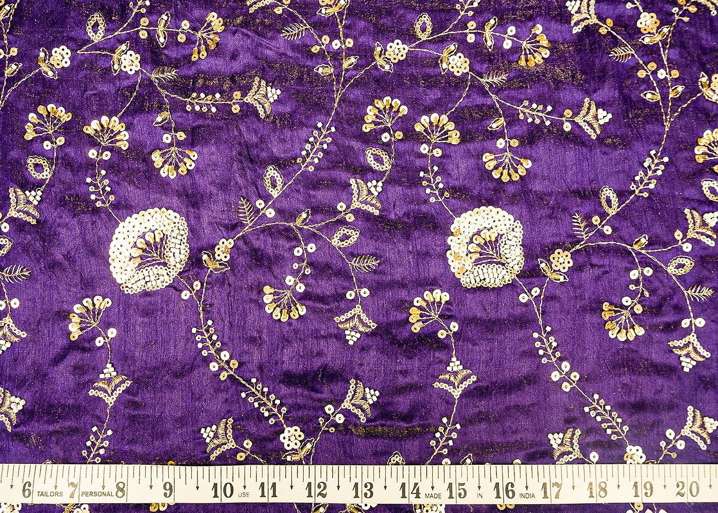 Purple Diamond Silk Fabric With All Over Zari, Sequins, Bead And Katdana Work 16671