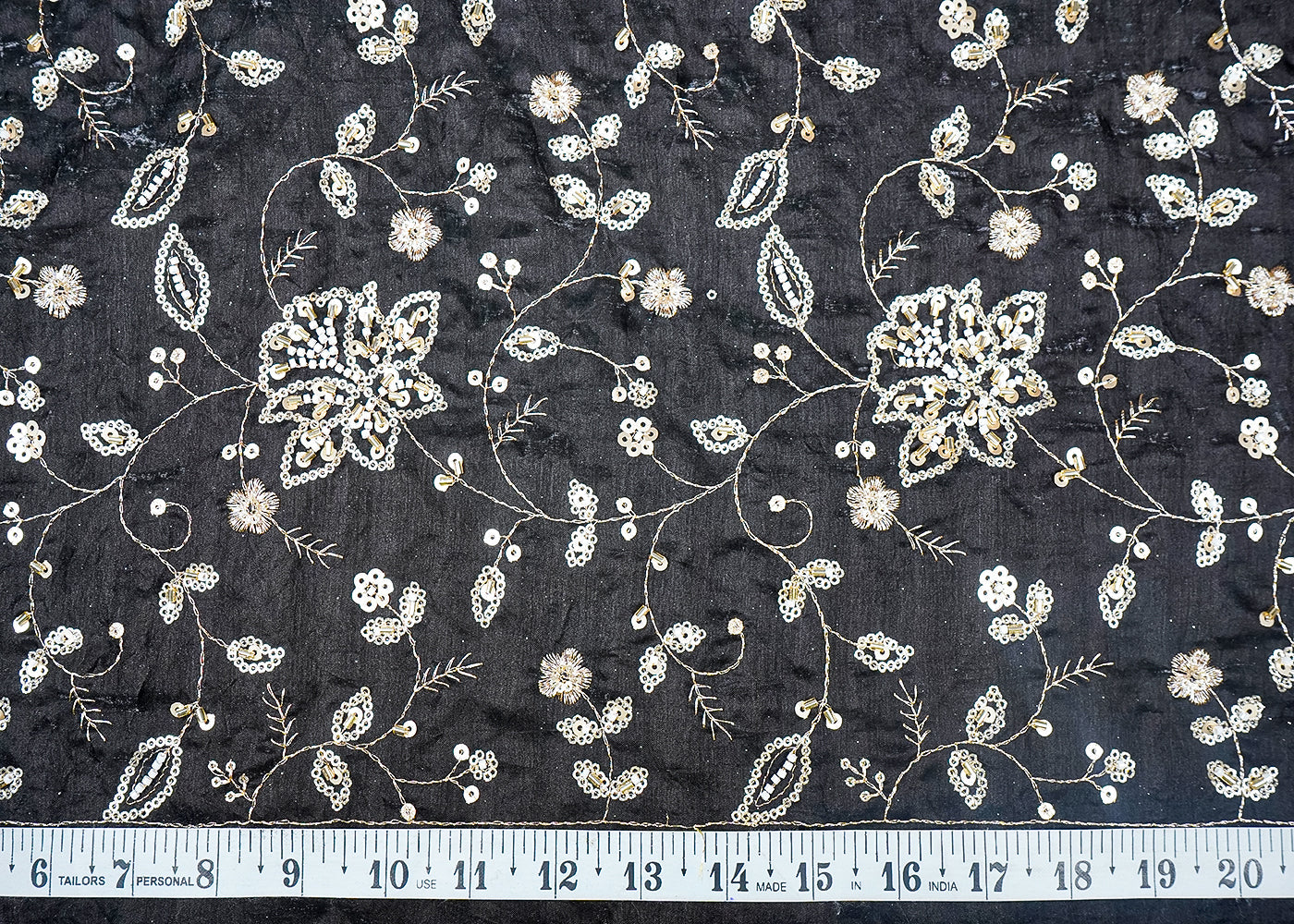 Black Diamond Silk Fabric With All Over Zari, Sequins, Bead And Katdana Work 16673