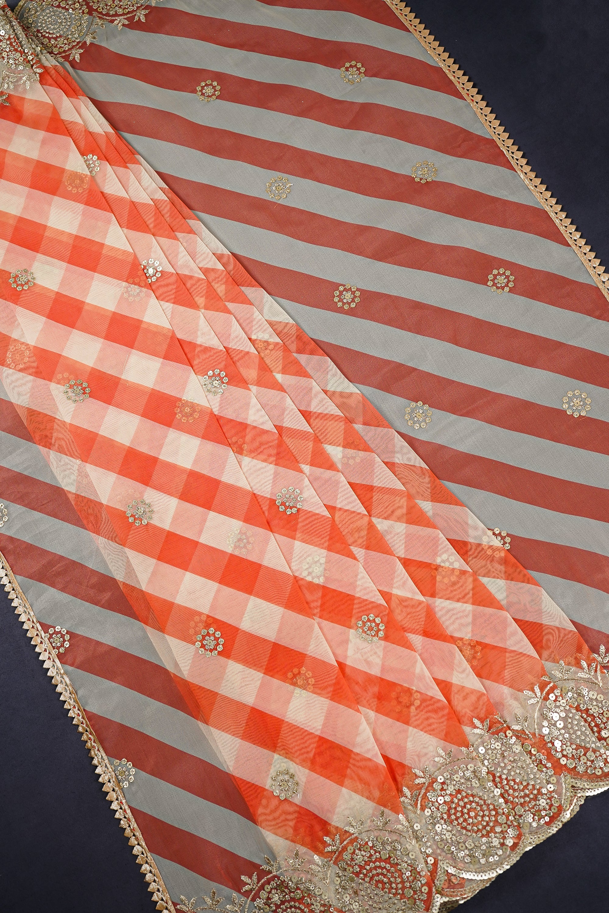 White Dyeable Organza Dupatta With All Over Zari And Bead Work 16690