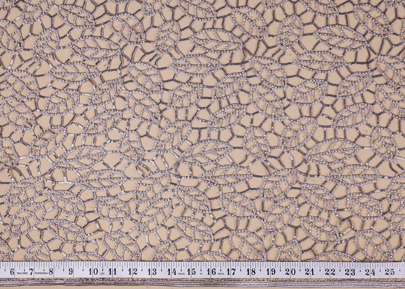 Sand Imported Net Fabric With All Over Cutwork 16749