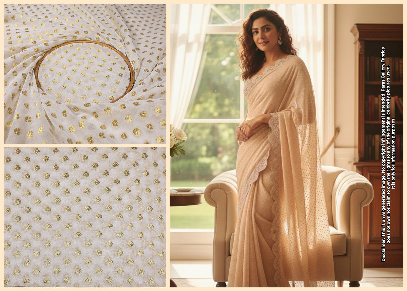 Mrunal Thakur Inspired Edition | White Embroidered Georgette Unstitched Fabric 16754