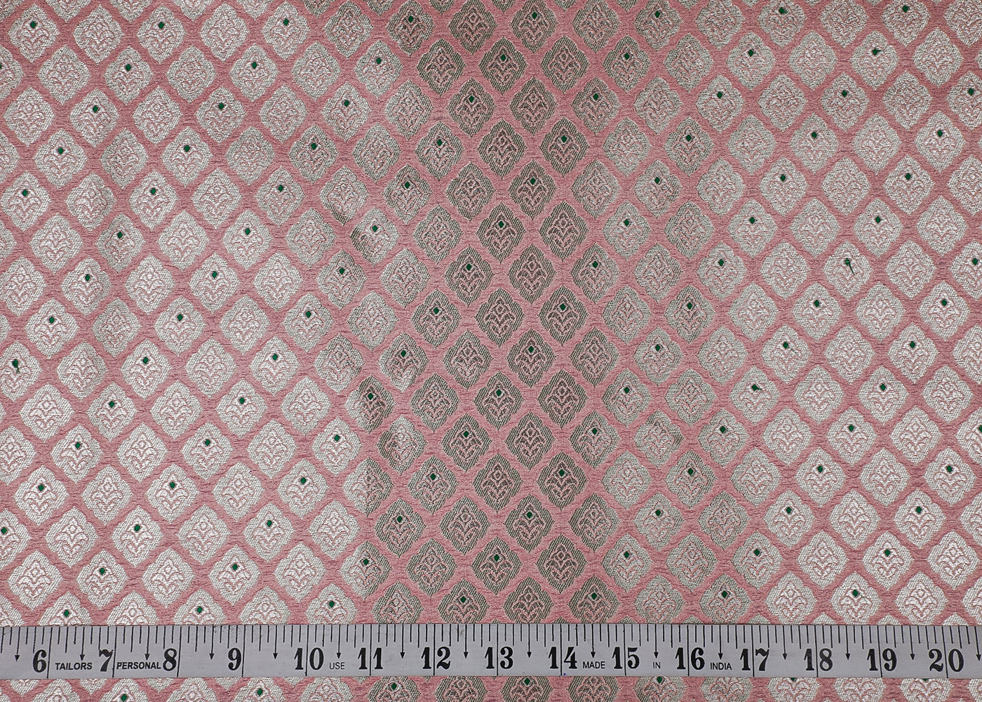Light Pink Banarasi Brocade Fabric With All Over Golden Zari And Thread Handloom 16778