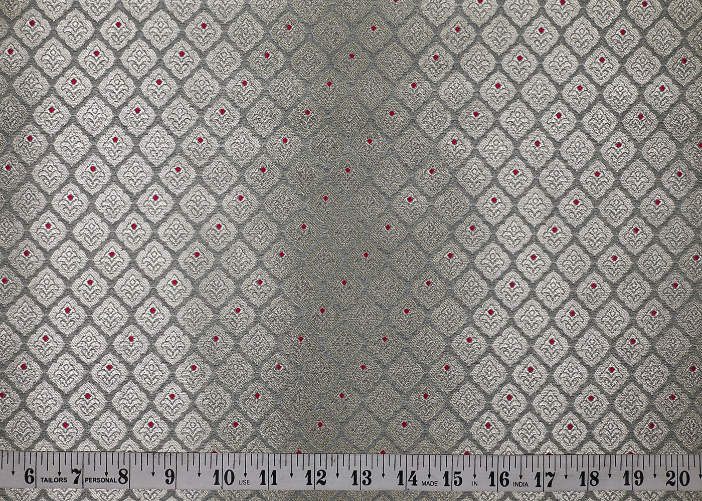 Grey Banarasi Brocade Fabric With All Over Golden Zari And Thread Handloom 16779