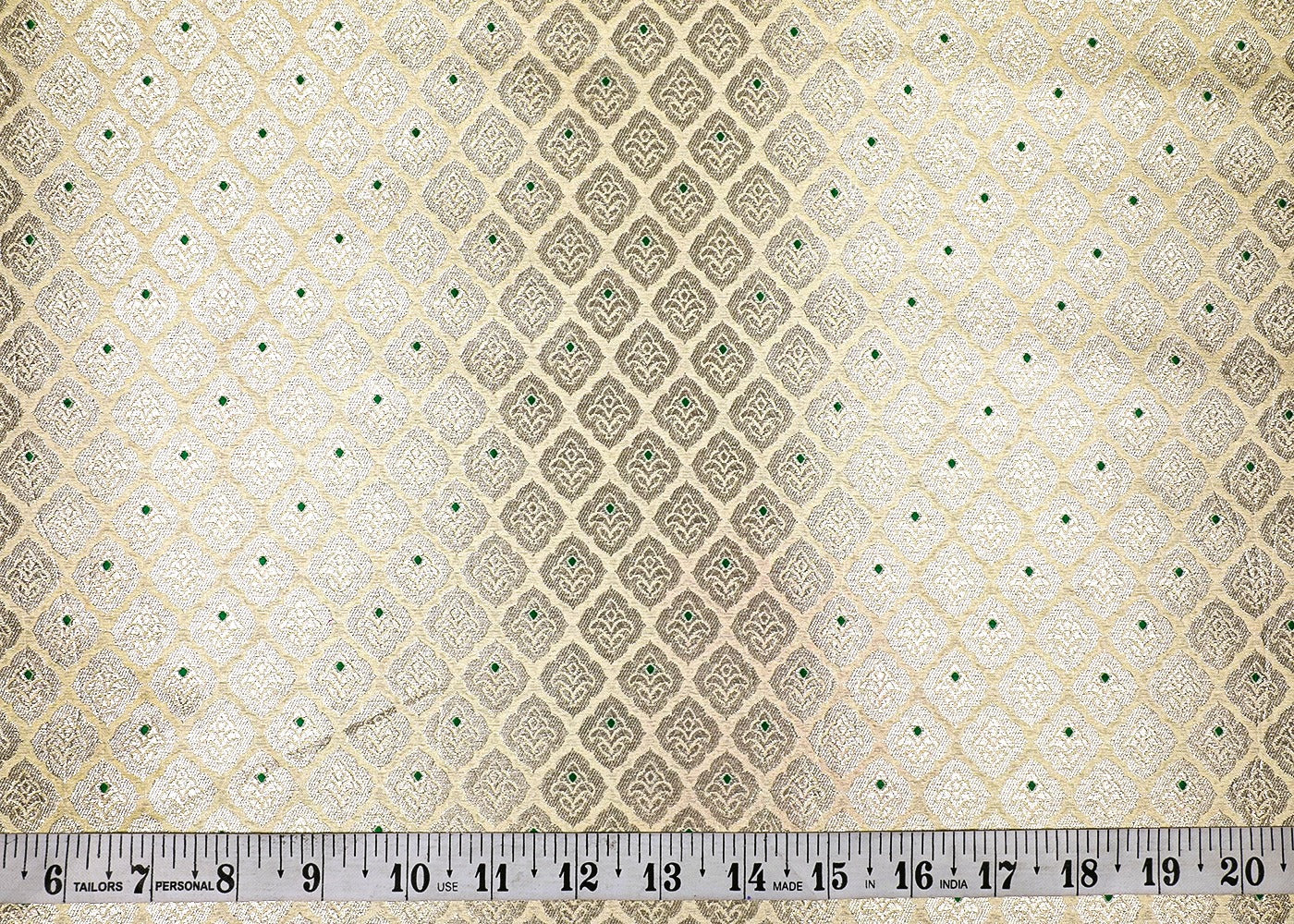 Cream Banarasi Brocade Fabric With All Over Golden Zari And Thread Handloom 16783