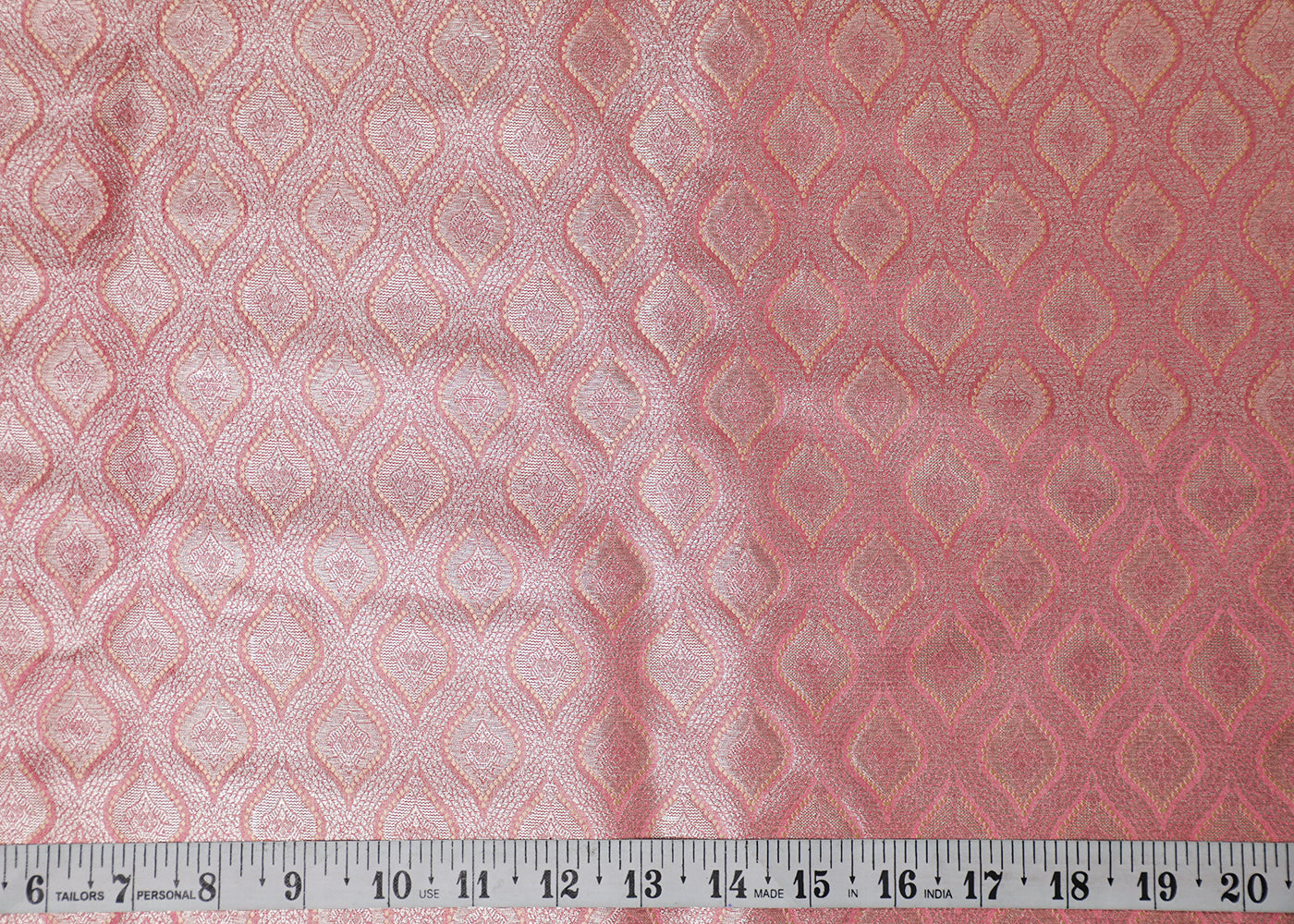 Light Pink Banarasi Brocade Fabric With All Over Thread And Golden Zari Handloom 16787