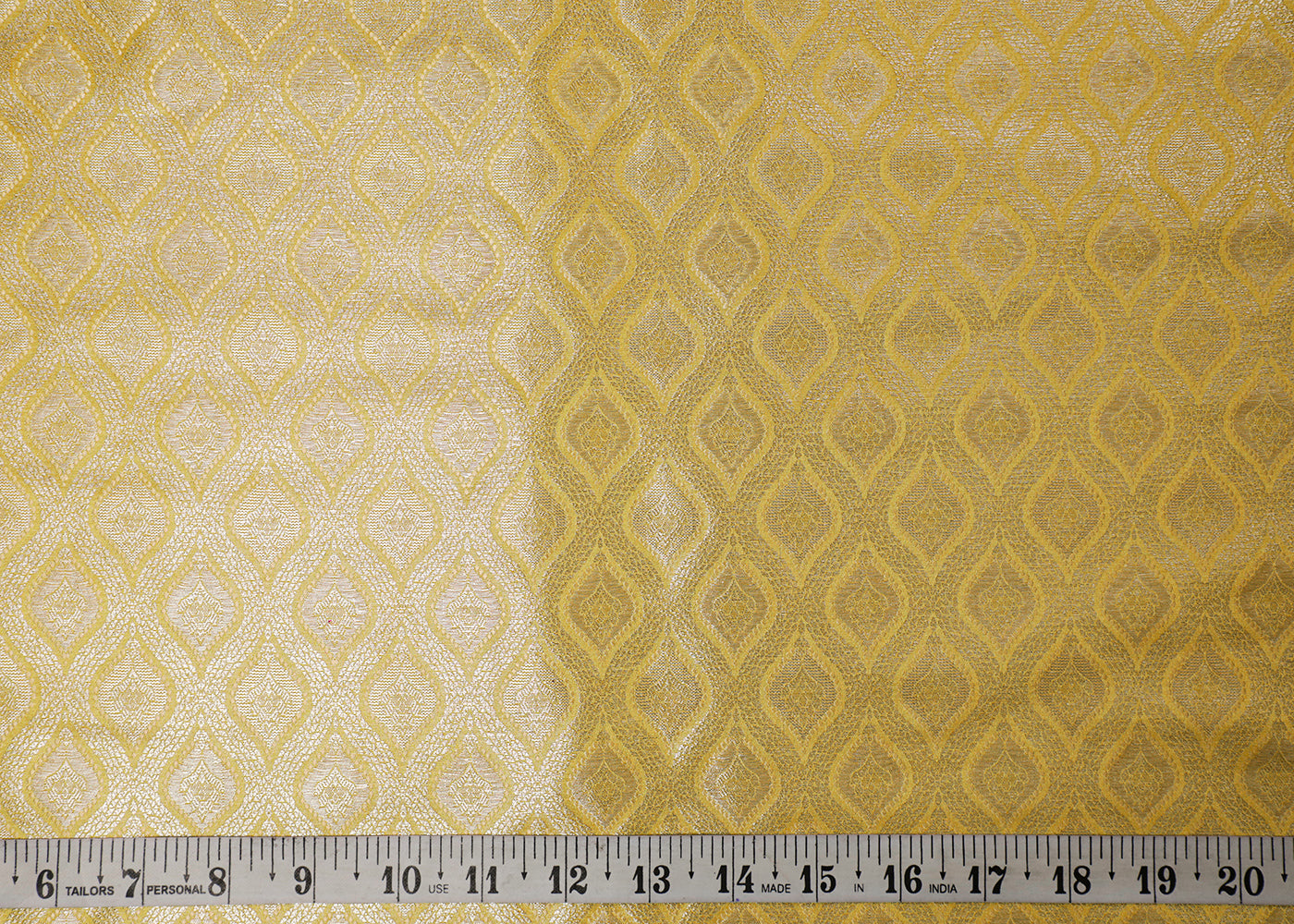 Yellow Banarasi Brocade Fabric With All Over Thread And Golden Zari Handloom 16789