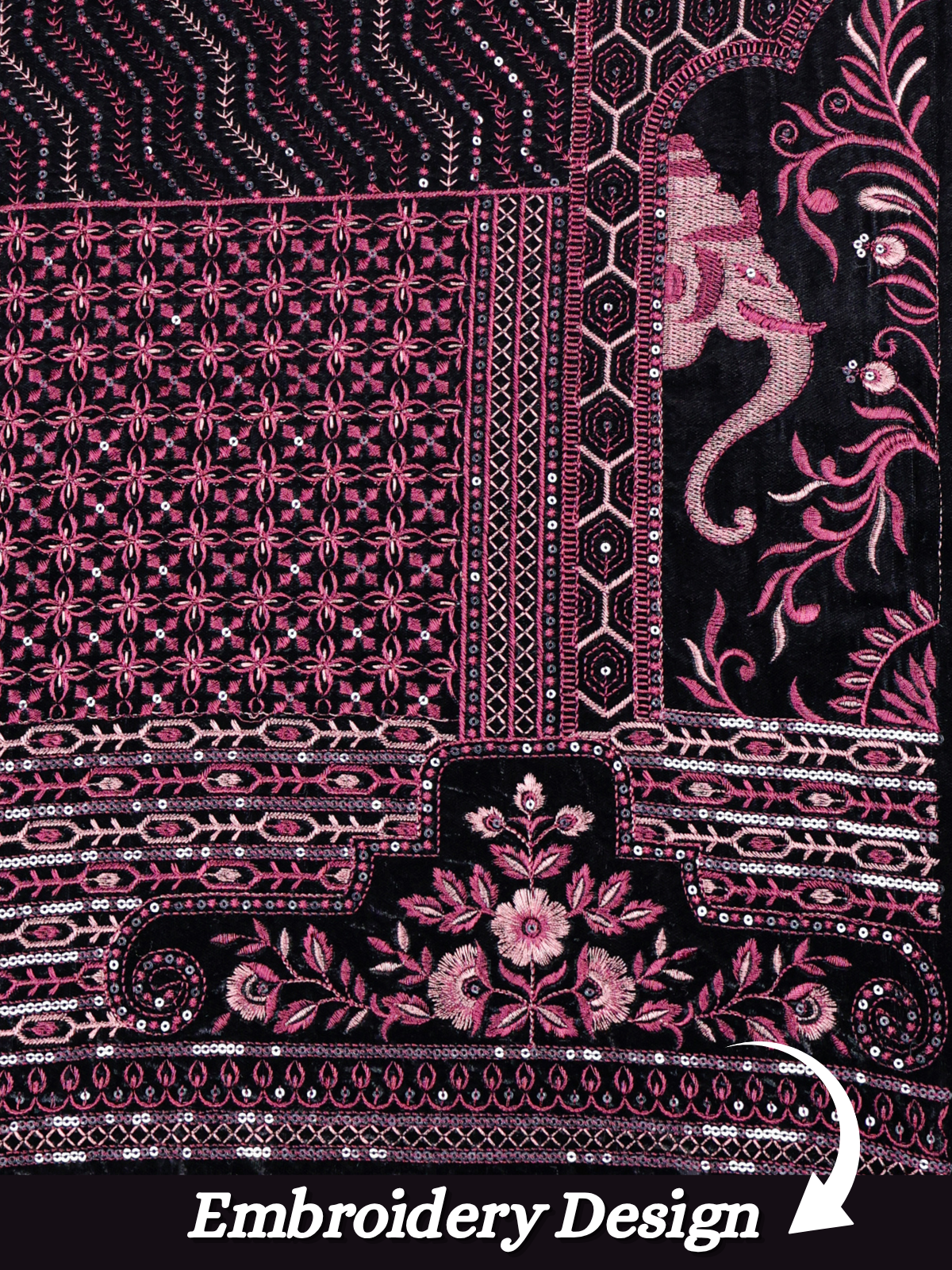 The Riwaayat – Unstitched Black Nehru Jacket Fabric for Men 16804