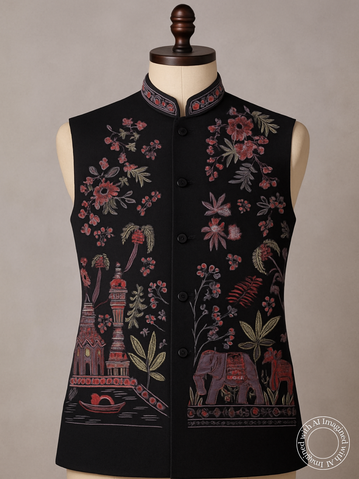 The Riwaayat – Unstitched Black Nehru Jacket Fabric for Men 16806