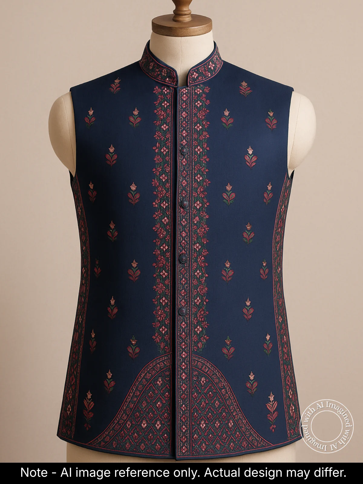 The Riwaayat – Unstitched Navy Blue Nehru Jacket Fabric for Men 16807
