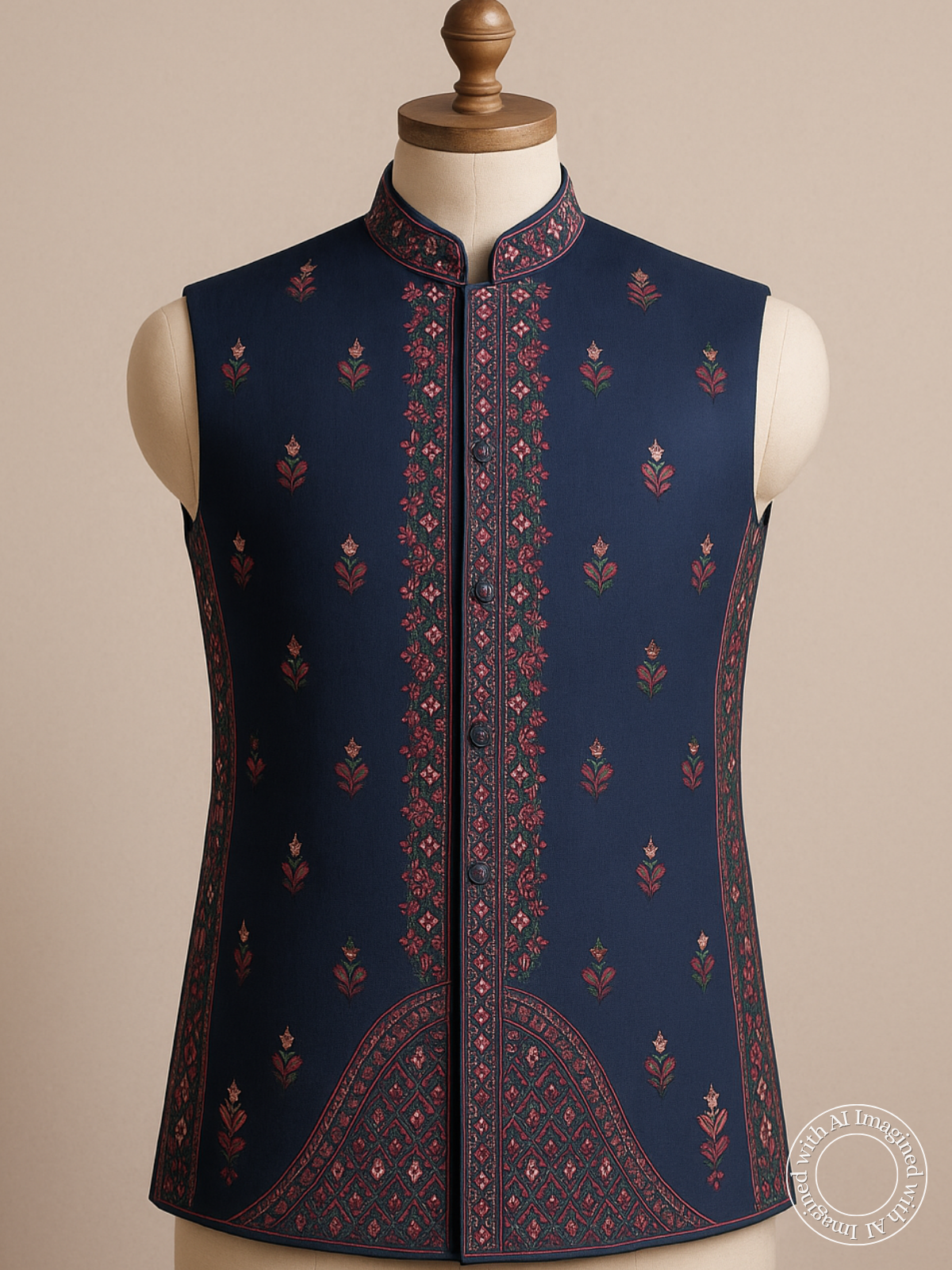 The Riwaayat – Unstitched Navy Blue Nehru Jacket Fabric for Men 16807