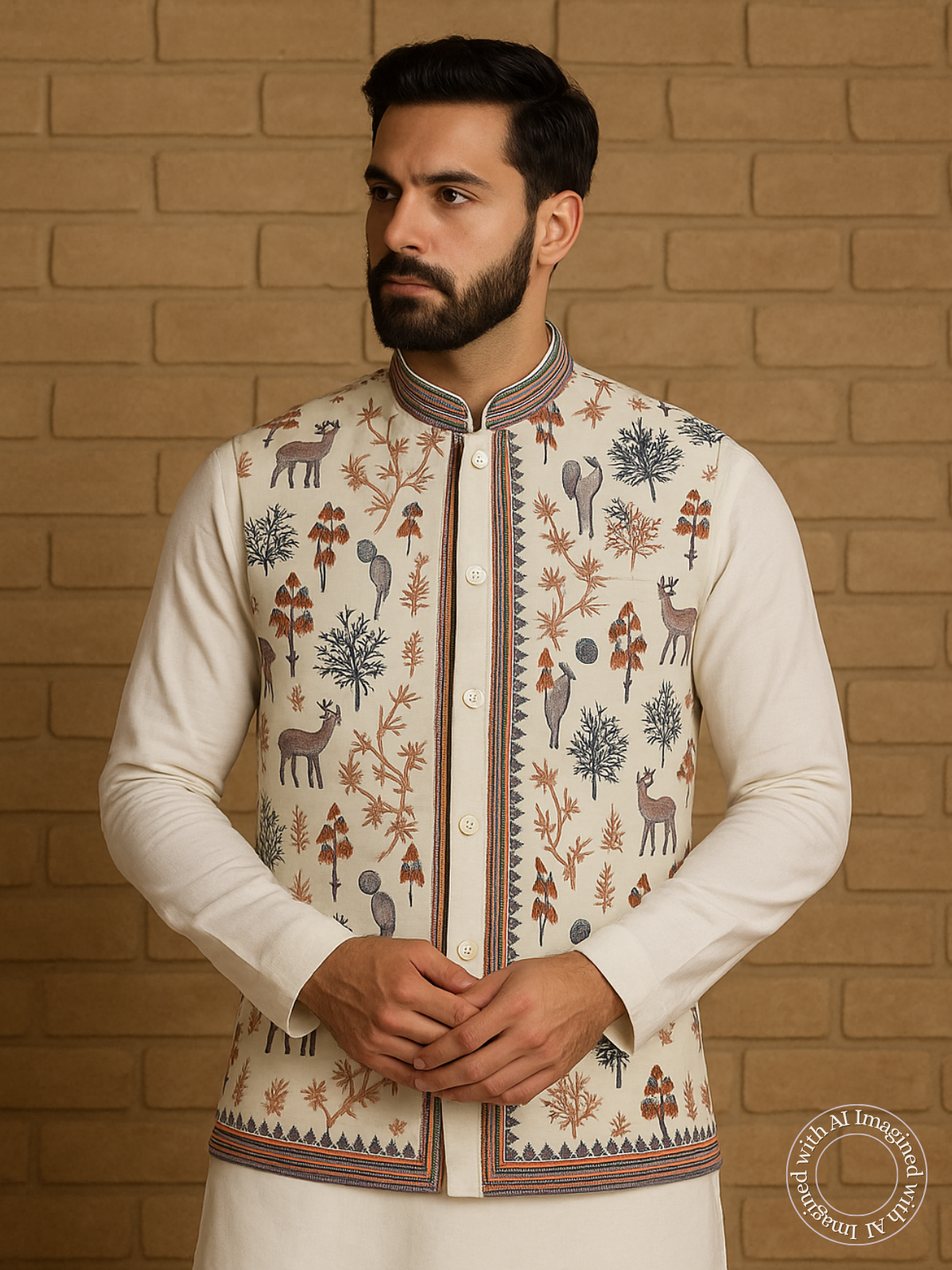 The Riwaayat – Unstitched White Nehru Jacket Fabric for Men 16808