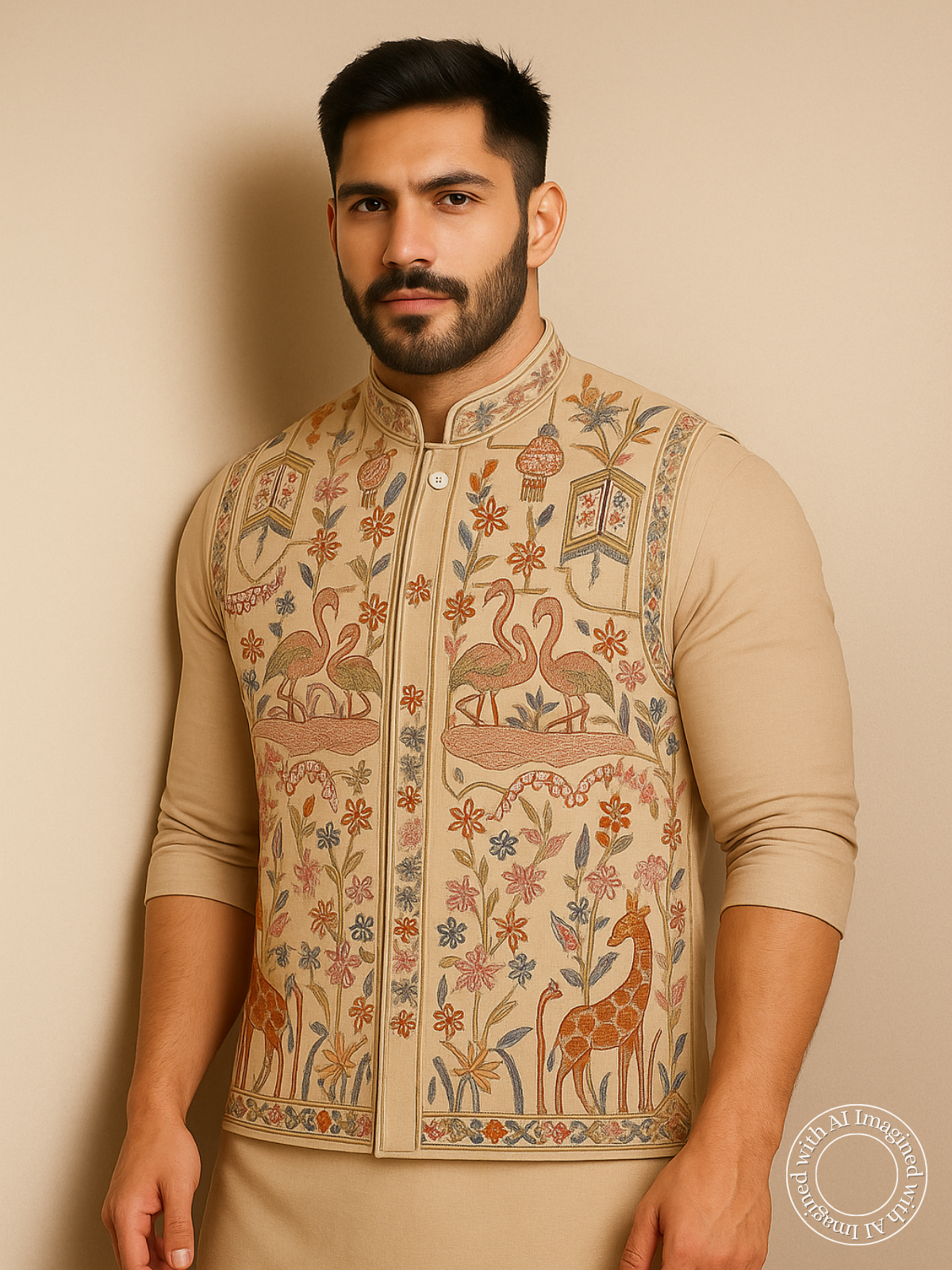 The Riwaayat – Unstitched Dusty Brown Nehru Jacket Fabric for Men 16809