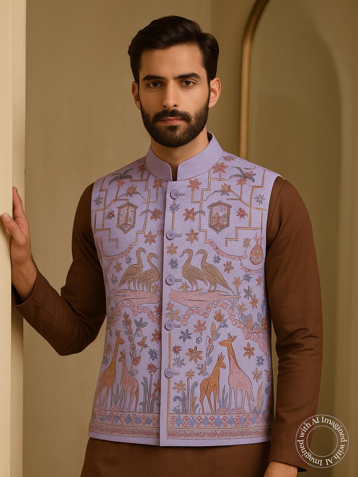 The Riwaayat – Unstitched Lavender Nehru Jacket Fabric for Men 16810