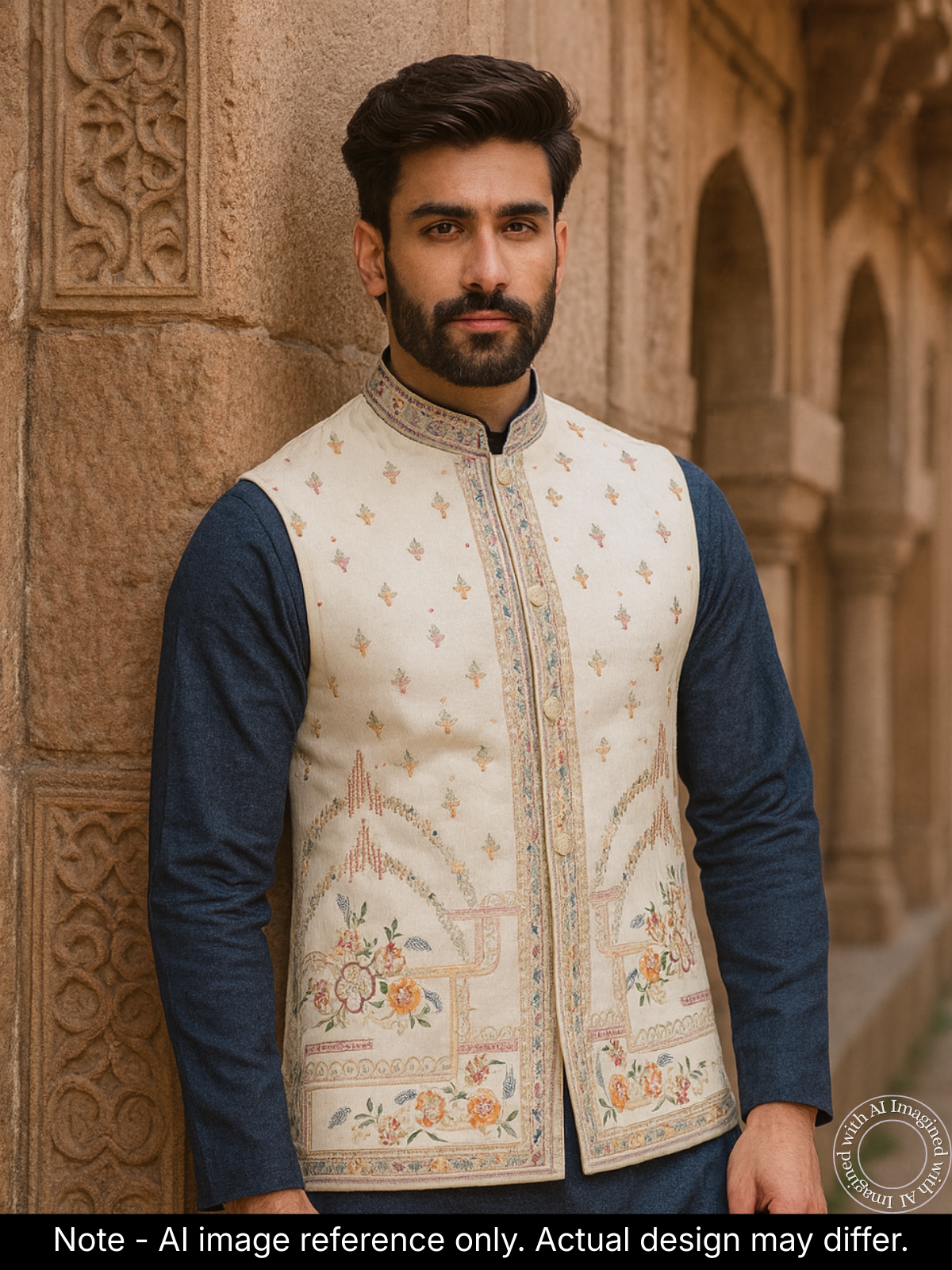 The Riwaayat – Unstitched Off White Nehru Jacket Fabric for Men 16812