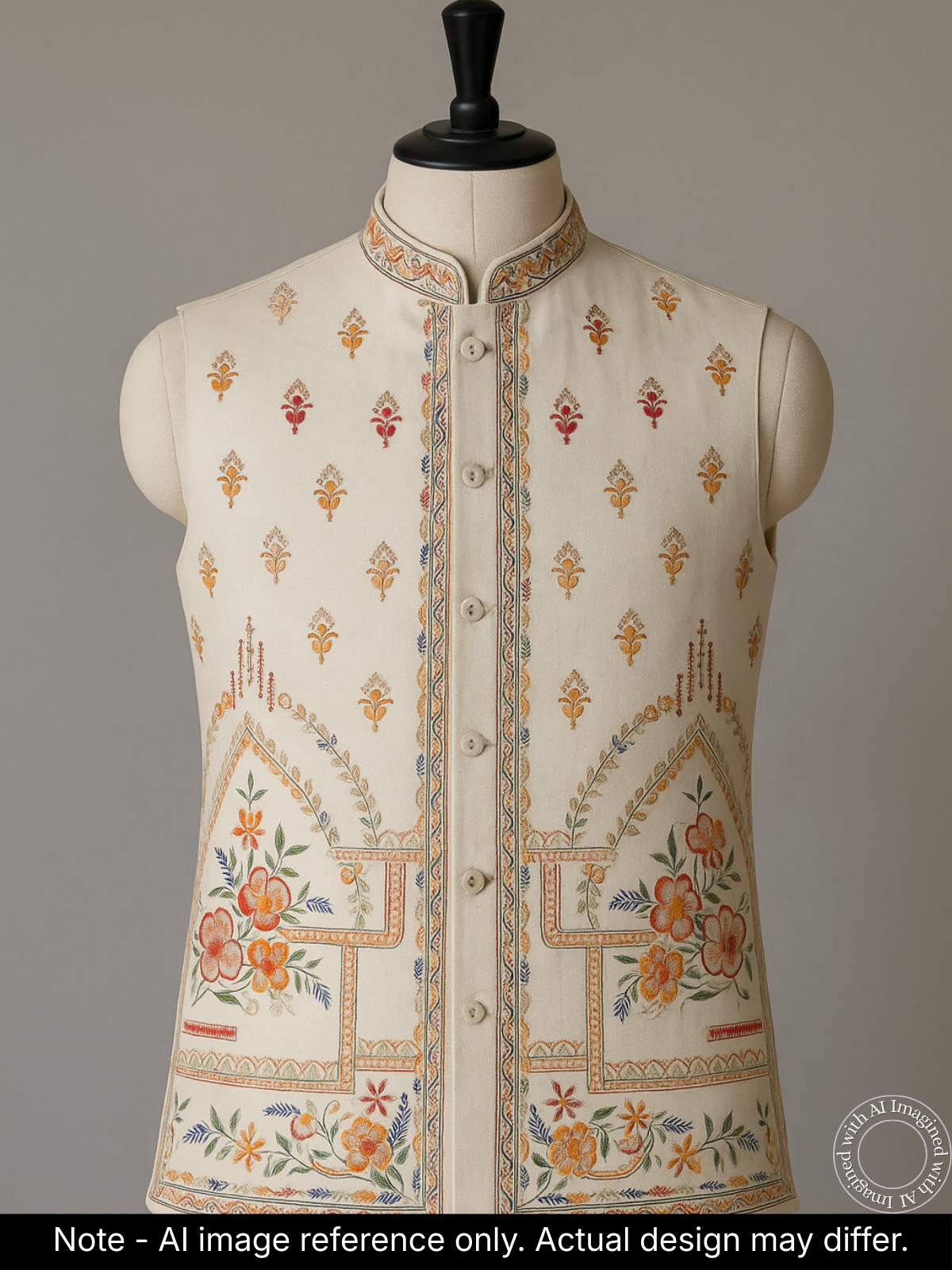 The Riwaayat – Unstitched Off White Nehru Jacket Fabric for Men 16812