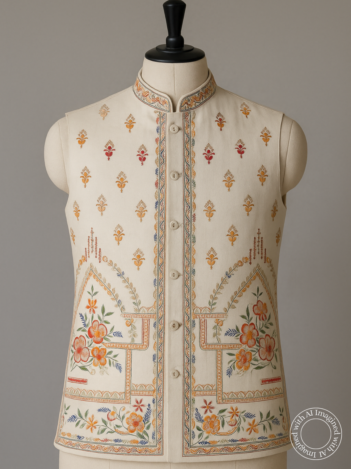 The Riwaayat – Unstitched Off White Nehru Jacket Fabric for Men 16812