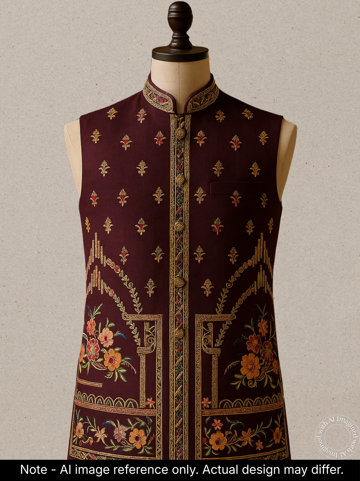 The Riwaayat – Unstitched Wine Nehru Jacket Fabric for Men 16813