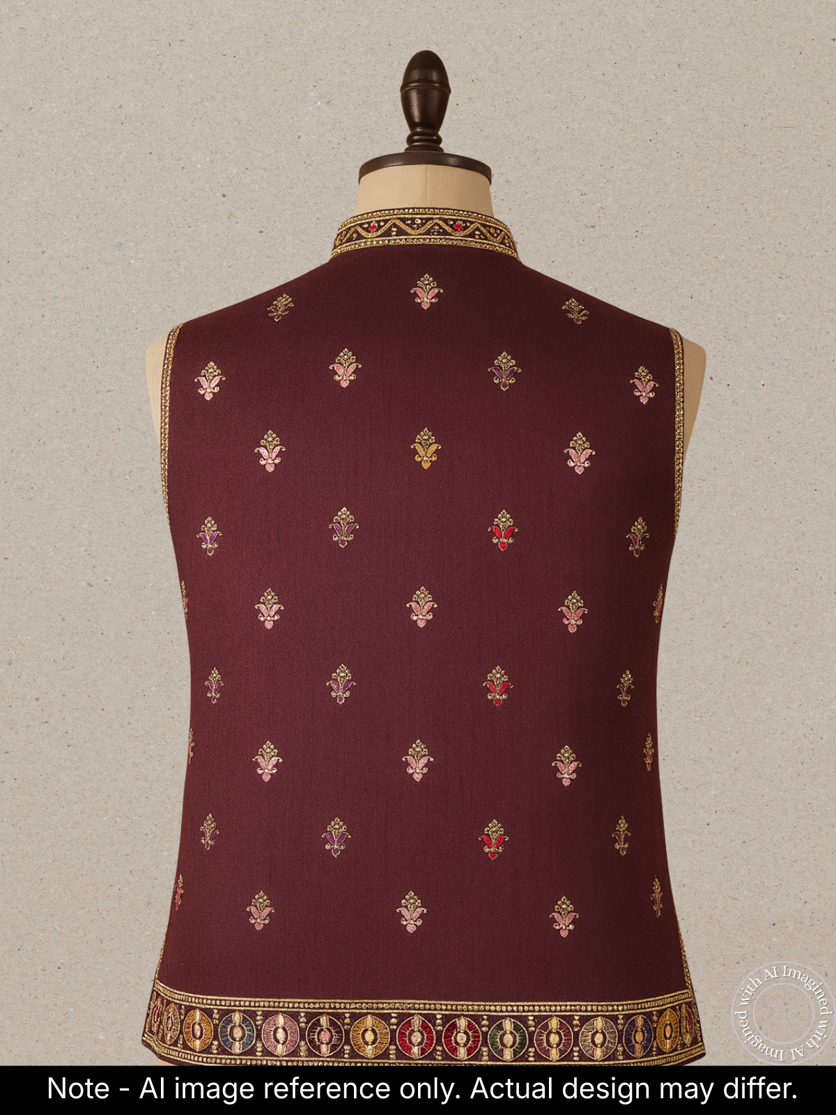 The Riwaayat – Unstitched Wine Nehru Jacket Fabric for Men 16813