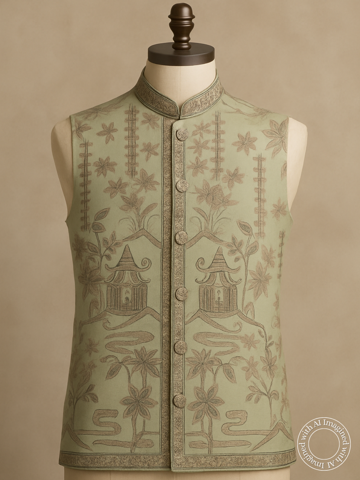 The Riwaayat – Unstitched Green Nehru Jacket Fabric for Men 16814