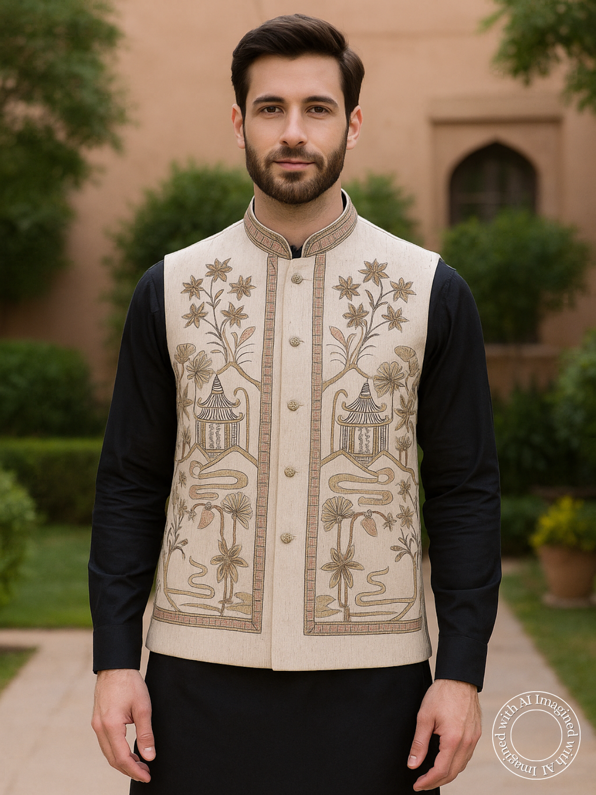 The Riwaayat – Unstitched Cream Nehru Jacket Fabric for Men 16815