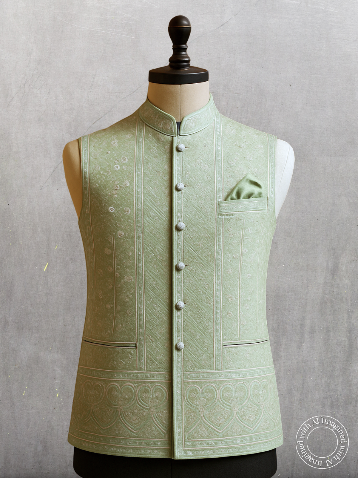 The Riwaayat – Unstitched Pista Green Nehru Jacket Fabric for Men 16817