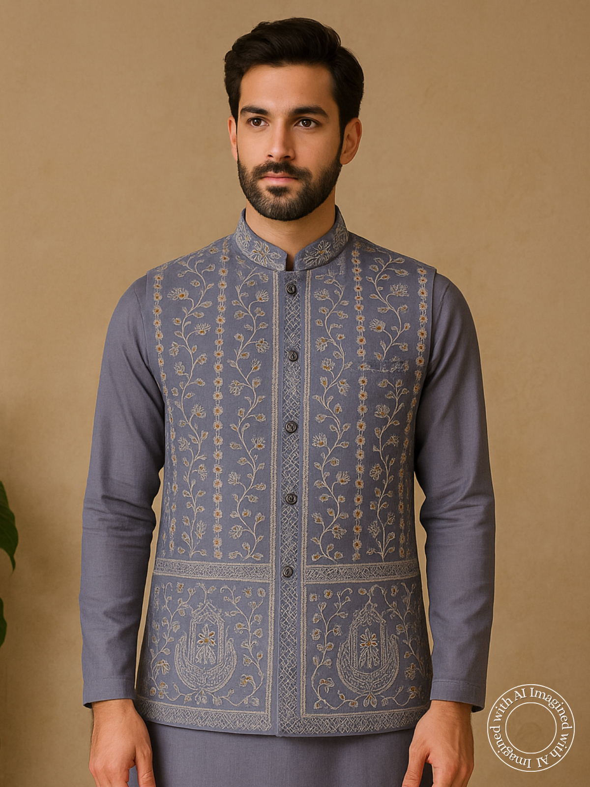 The Riwaayat – Unstitched Grey Nehru Jacket Fabric for Men 16820