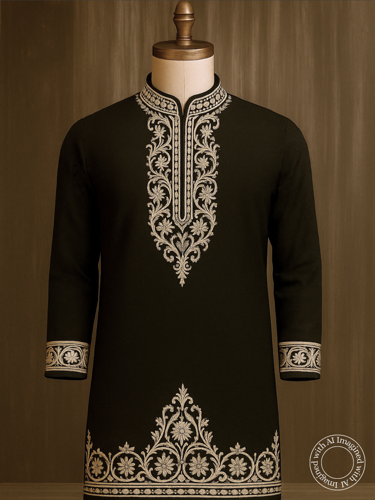 The Kohinoor – Unstitched Black Kurta Fabric for Men 16822