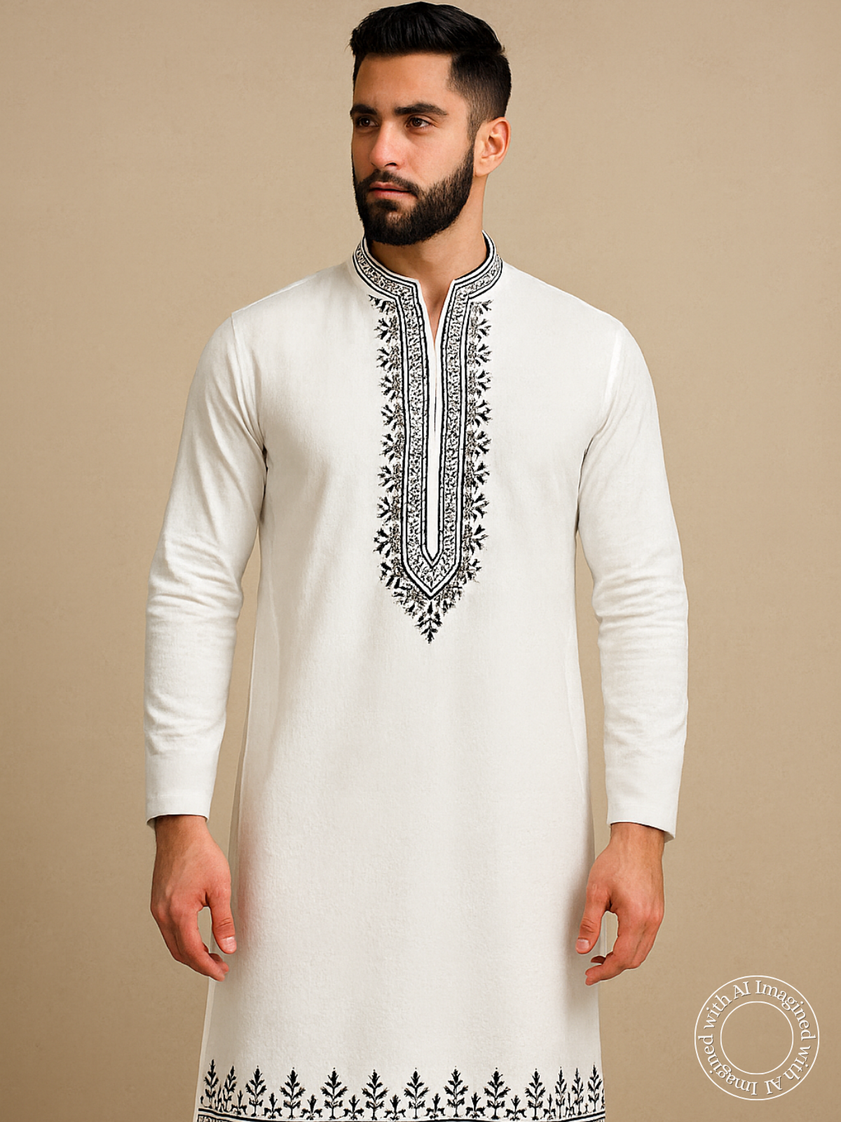 The Kohinoor – Unstitched Off White Kurta Fabric for Men 16826