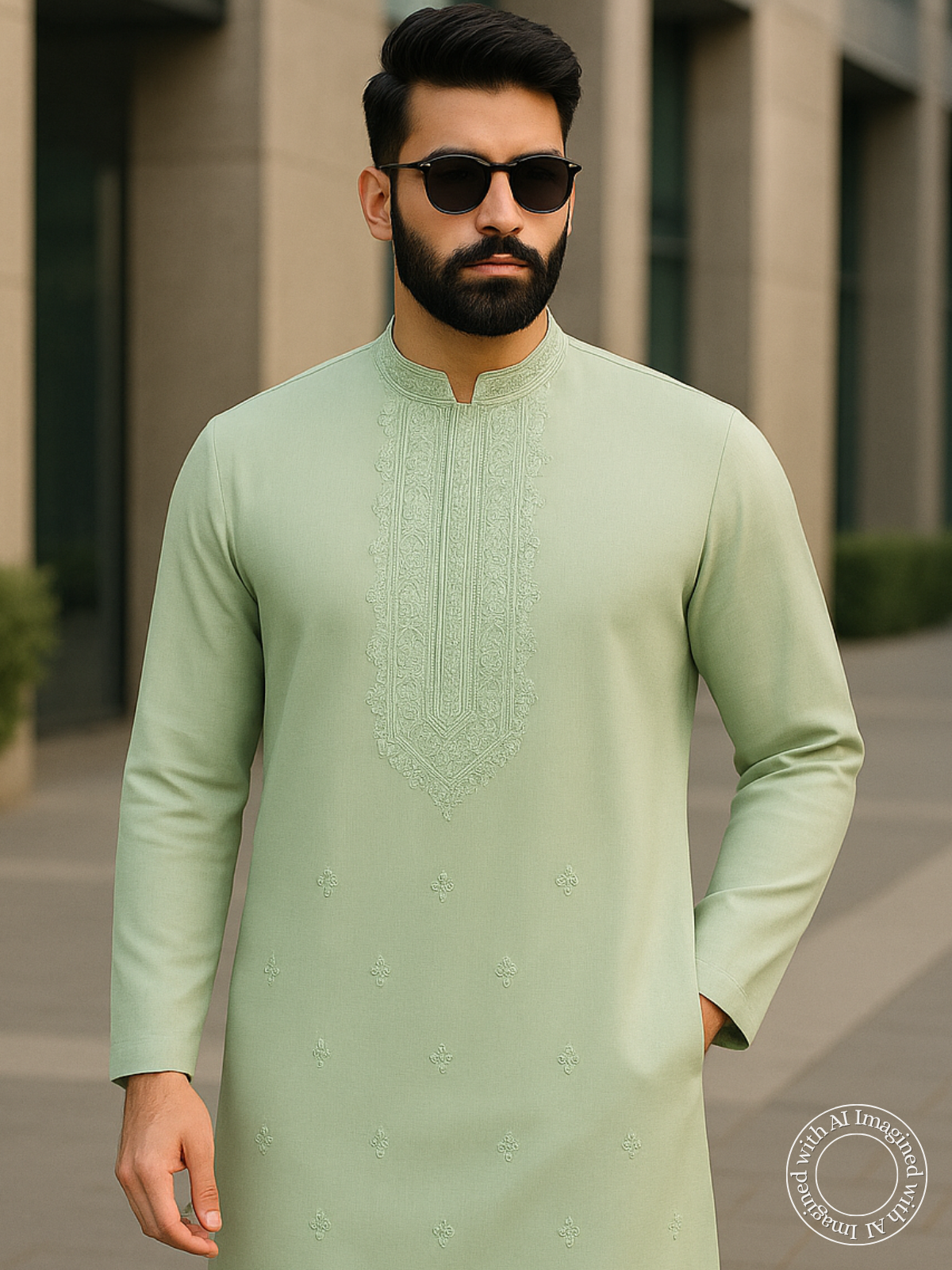 The Kohinoor – Unstitched Pista Green Kurta Fabric for Men 16828