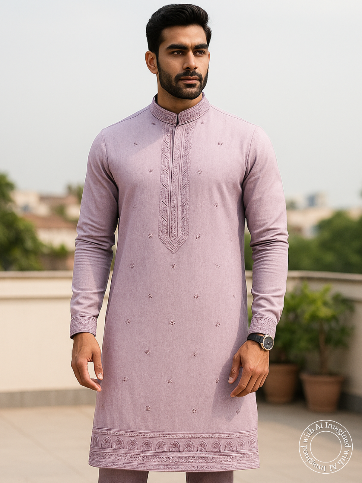 The Kohinoor – Unstitched Lavender Kurta Fabric for Men 16830