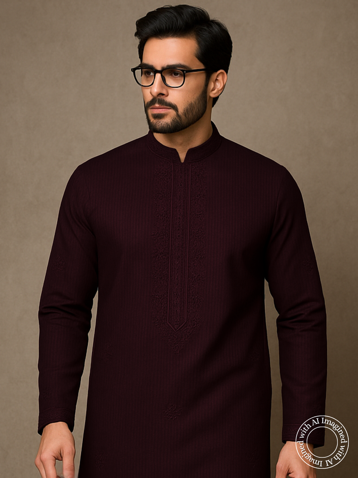 The Kohinoor – Unstitched Wine Kurta Fabric for Men 16831