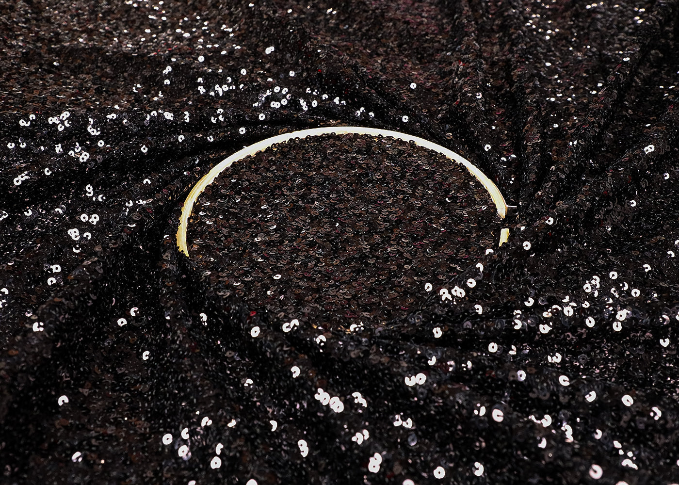 Black Net Fabric With All Over Sequins Work 16838