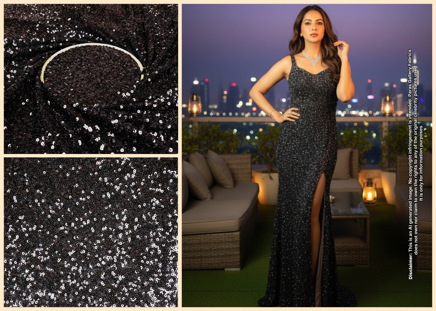 Rakul Preet Inspired Edition | Black Embroidered Net Unstitched Fabric 16838