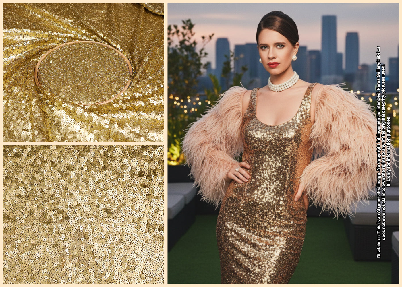 Kalki Kanmani Inspired Edition | Metallic Gold Embroided Net Unstitched Fabric 16840