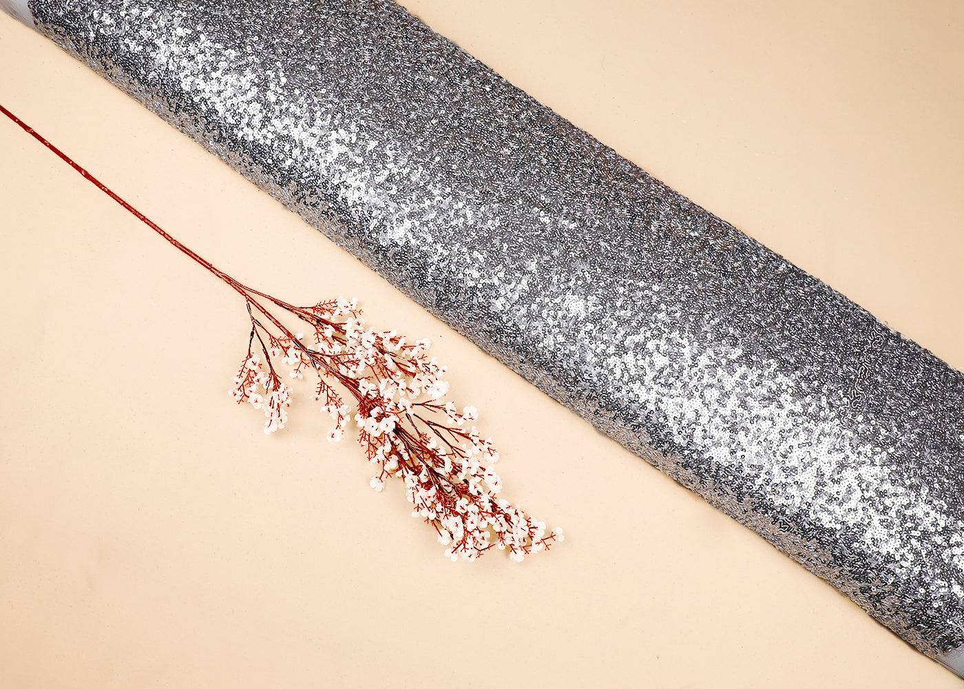 The Noor - Silver Net Fabric With Timeless Sequins Work | 16841