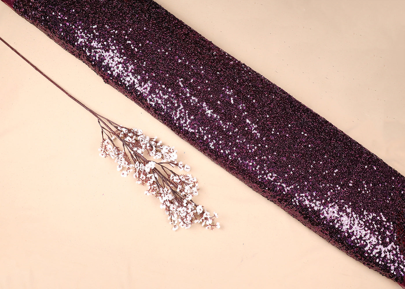 Wine Net Fabric With All Over Sequins Work 16842