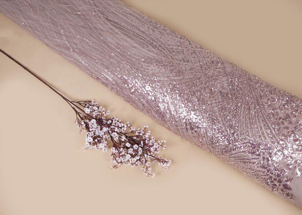 Chiku Imported Net Fabric With All Over Sequins And Bead Work With One Side Border 16843