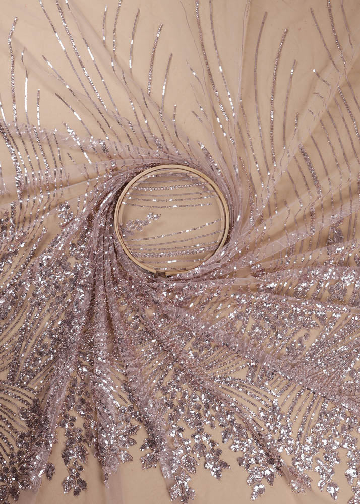 Chiku Imported Net Fabric With All Over Sequins And Bead Work With One Side Border 16843