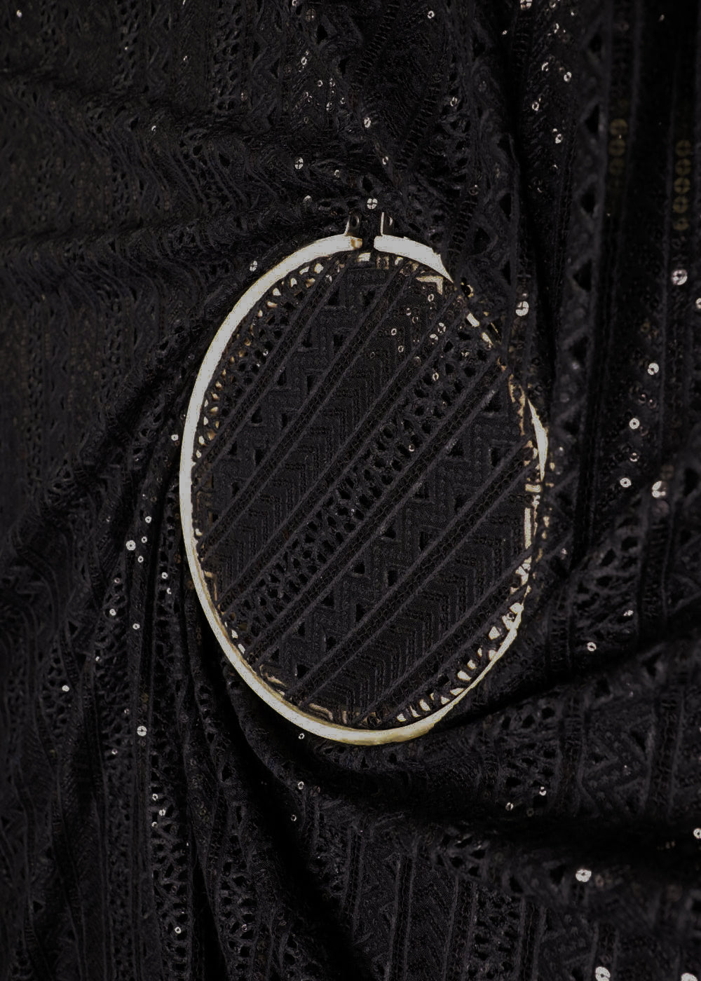 Black-Imported-Net-Fabric-With-All-Over-Thread-And-Sequins-Work-16858-close-view