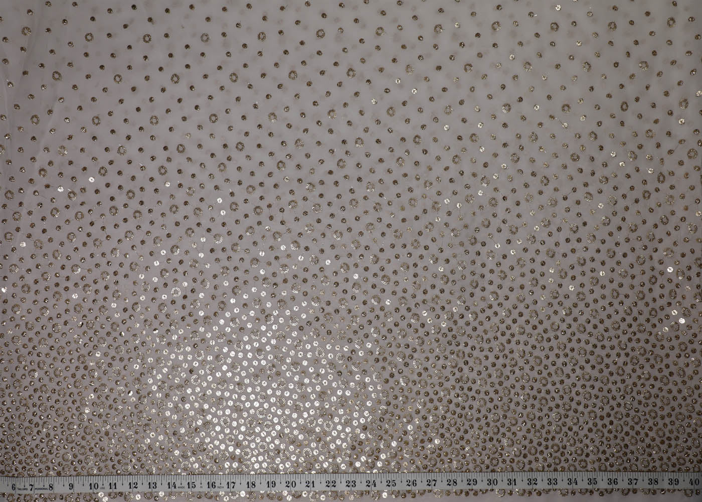 White Georgette Fabric With All Over Sequins And Zari Work And One Side Border 16879
