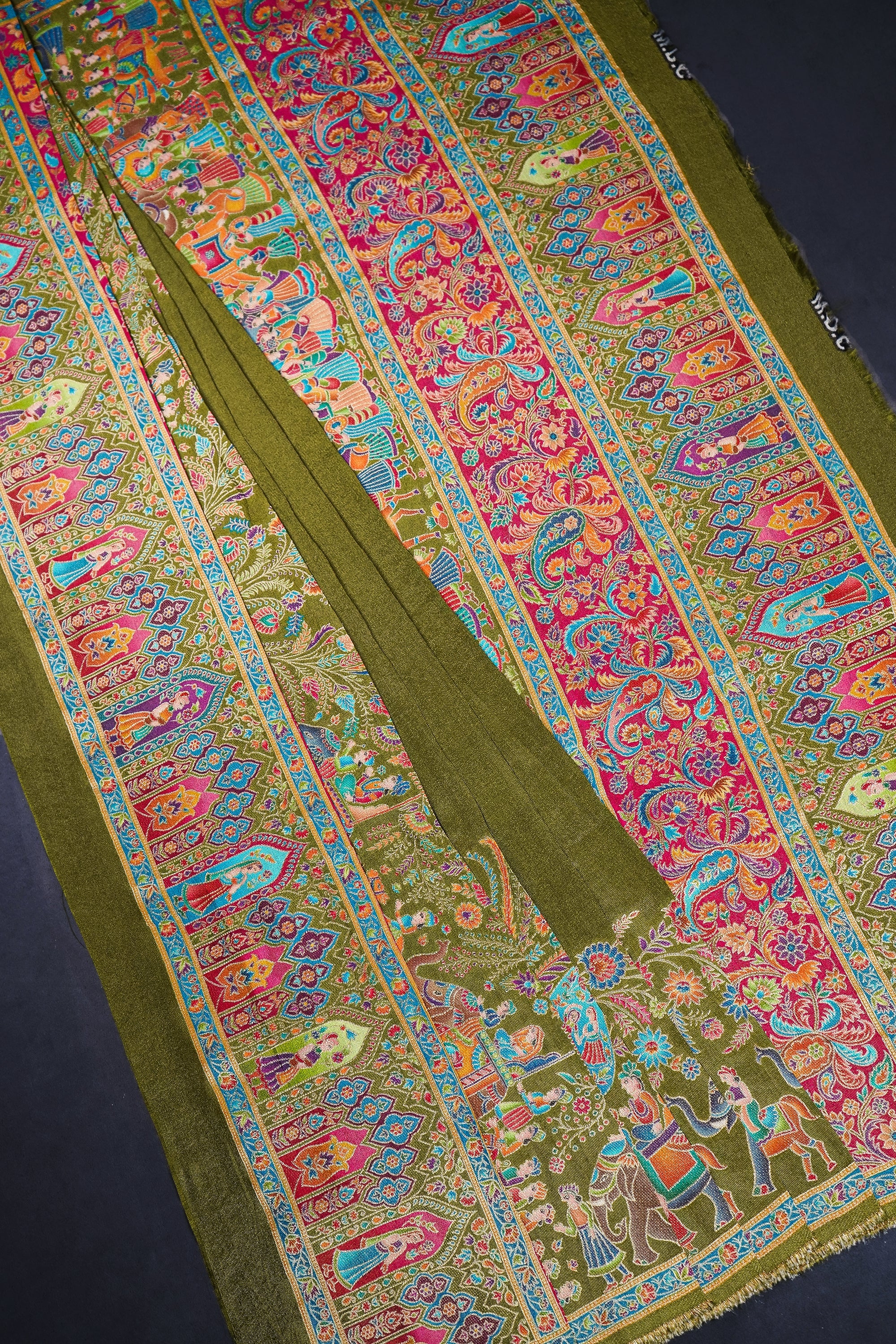 mehandi-green-tissue-dupatta-with-all-over-thread-handloom-16891-pleats-view