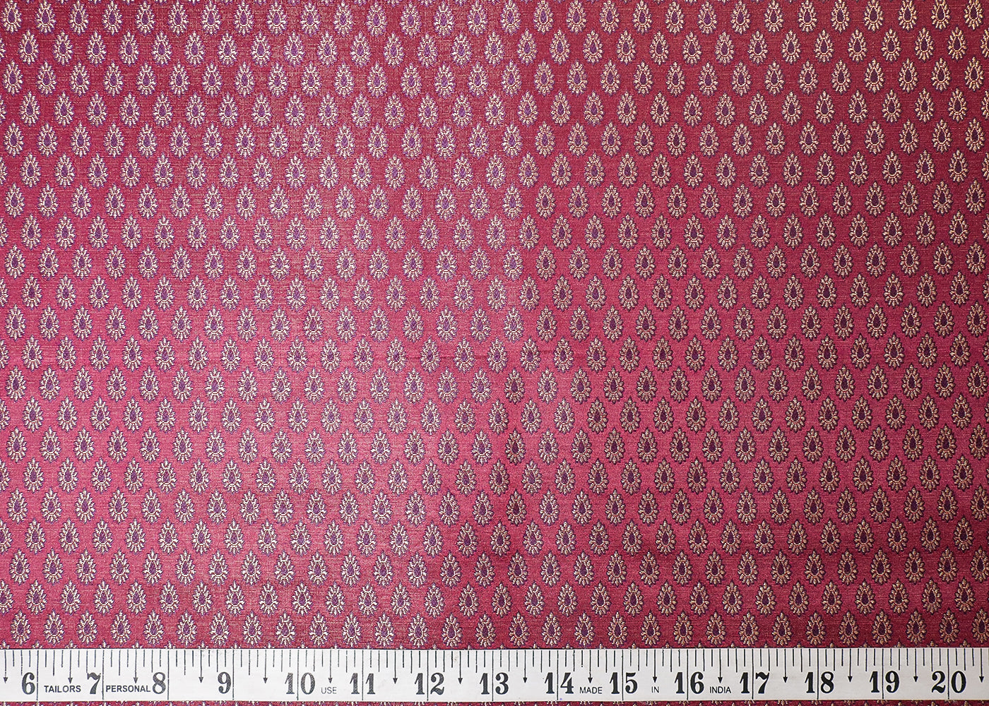 Burgandy Banarasi Brocade Fabric With All Over Thread And Golden Zari Handloom 16897