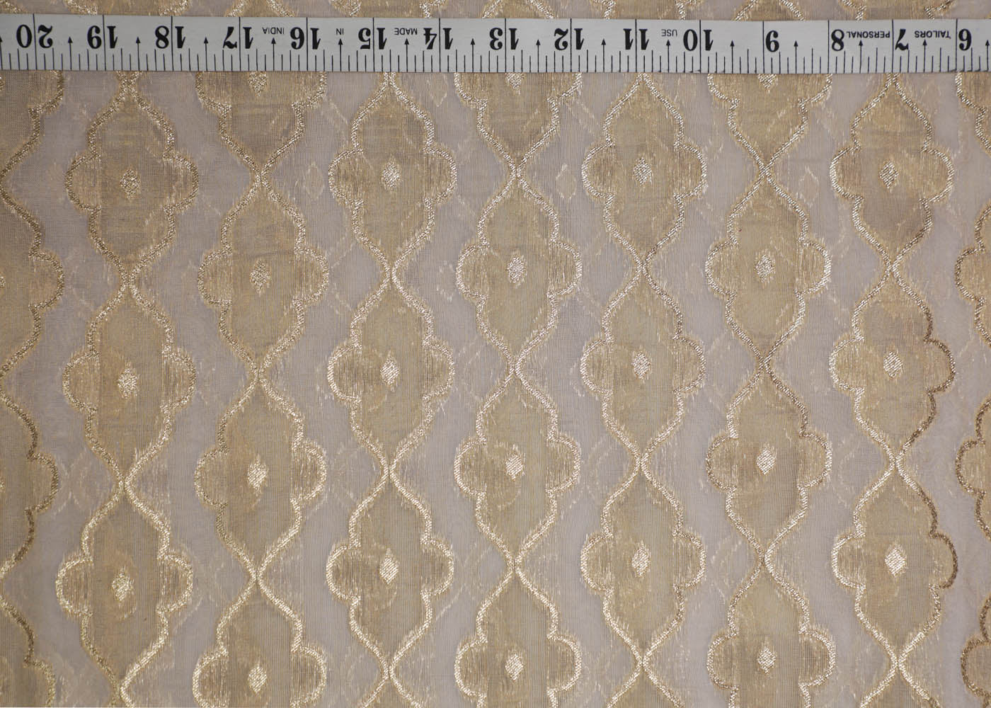 White Organza Fabric With All Over Zari Handloom 16920
