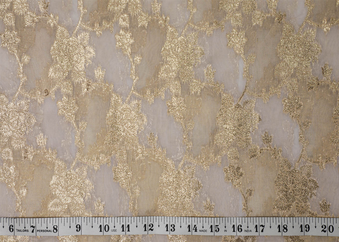 White Organza Fabric With All Over Zari Handloom 16921