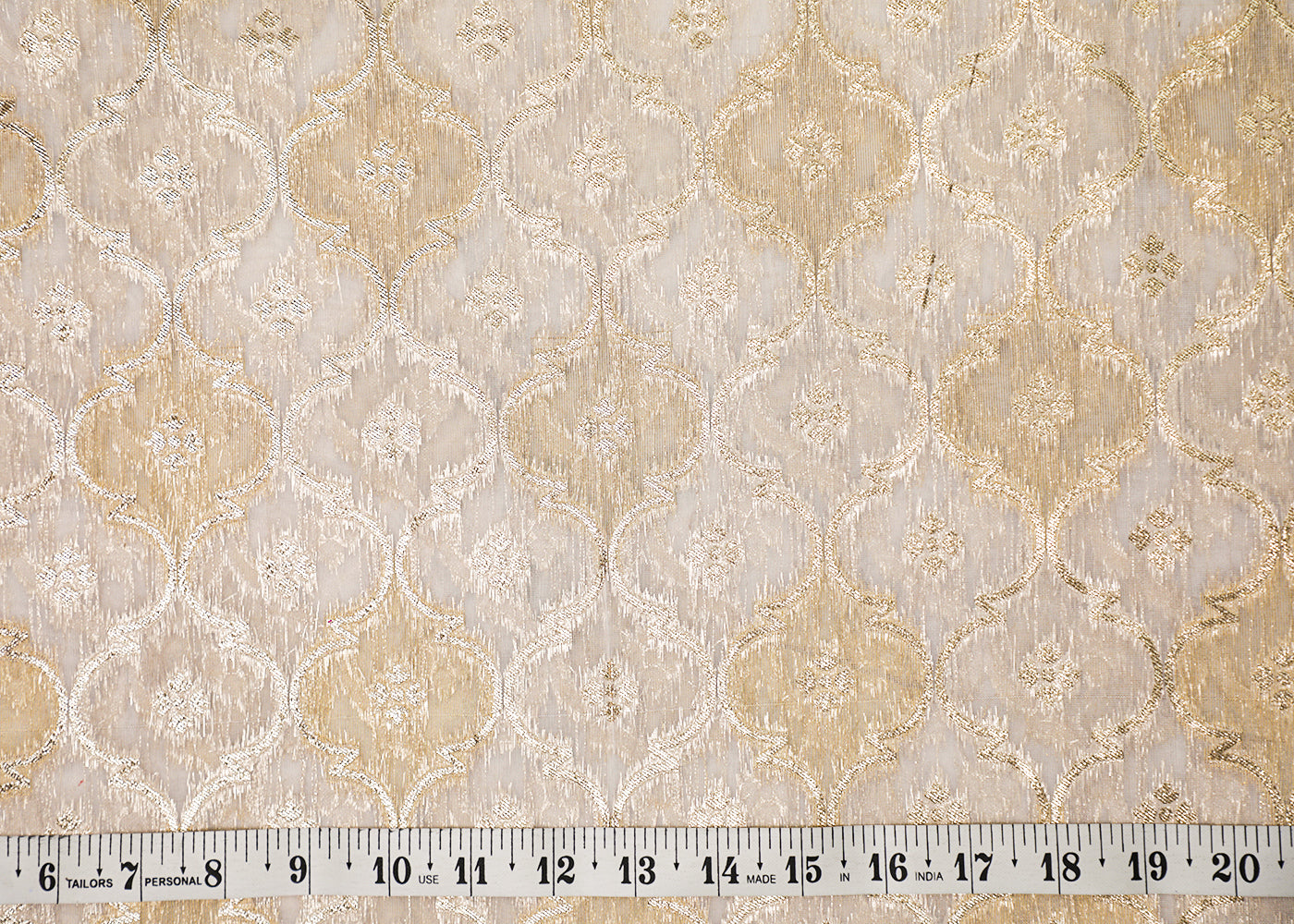 White Organza Fabric With All Over Zari Handloom 16922