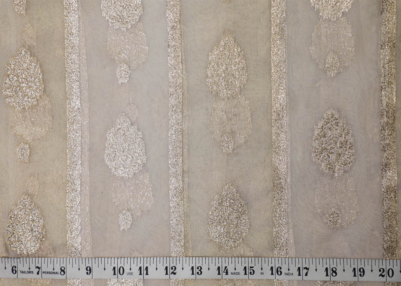 White Organza Fabric With All Over Zari Handloom 16923