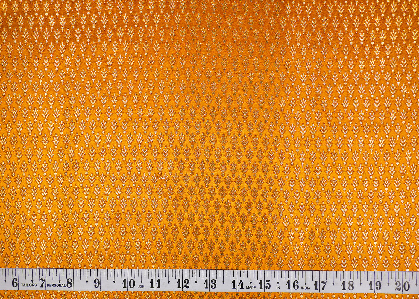 Mustard Banarasi Brocade Fabric With All Over Golden Zari Handloom  16937
