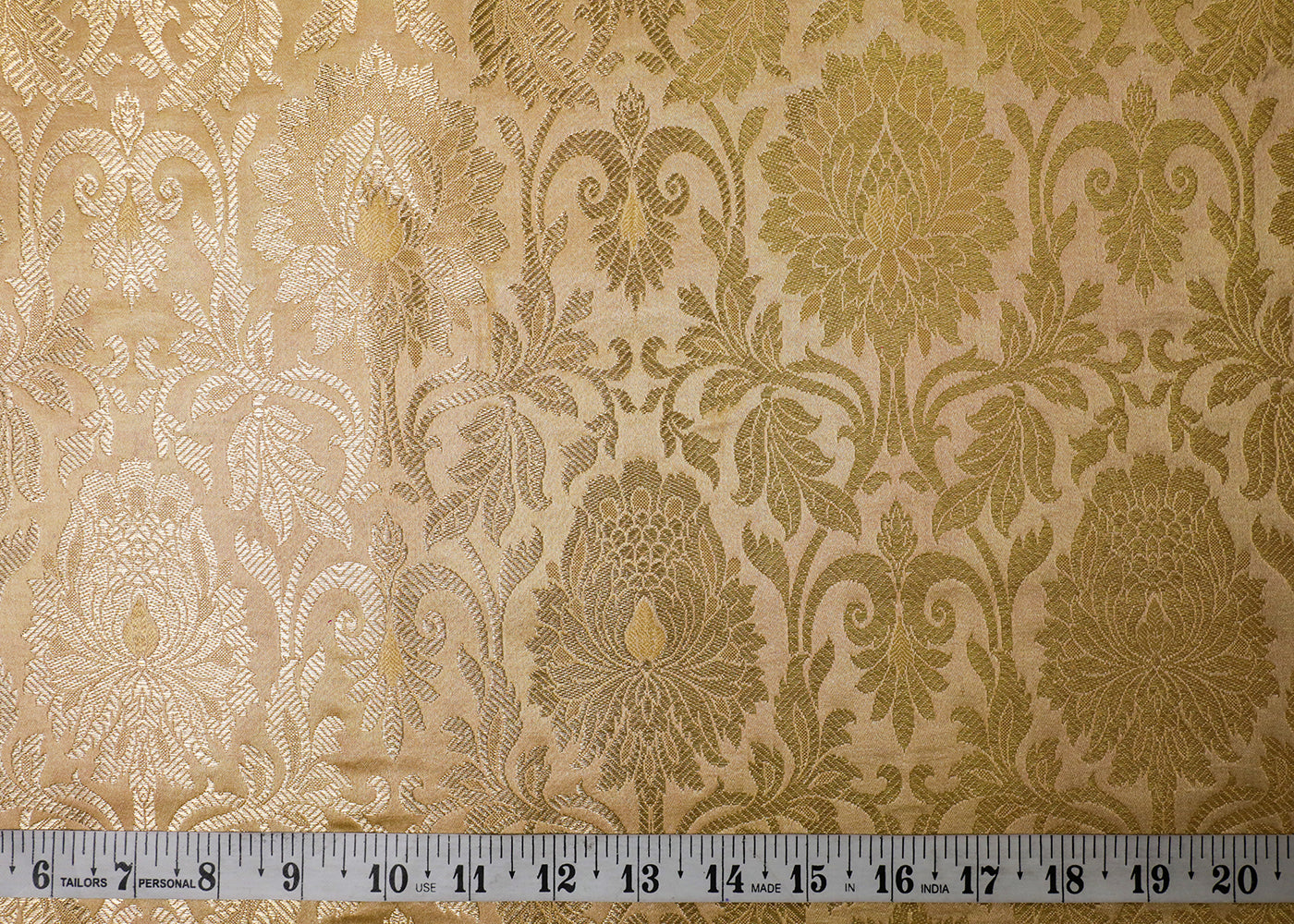 Golden Banarasi Brocade Fabric With All Over Thread And Golden Zari Handloom 16944