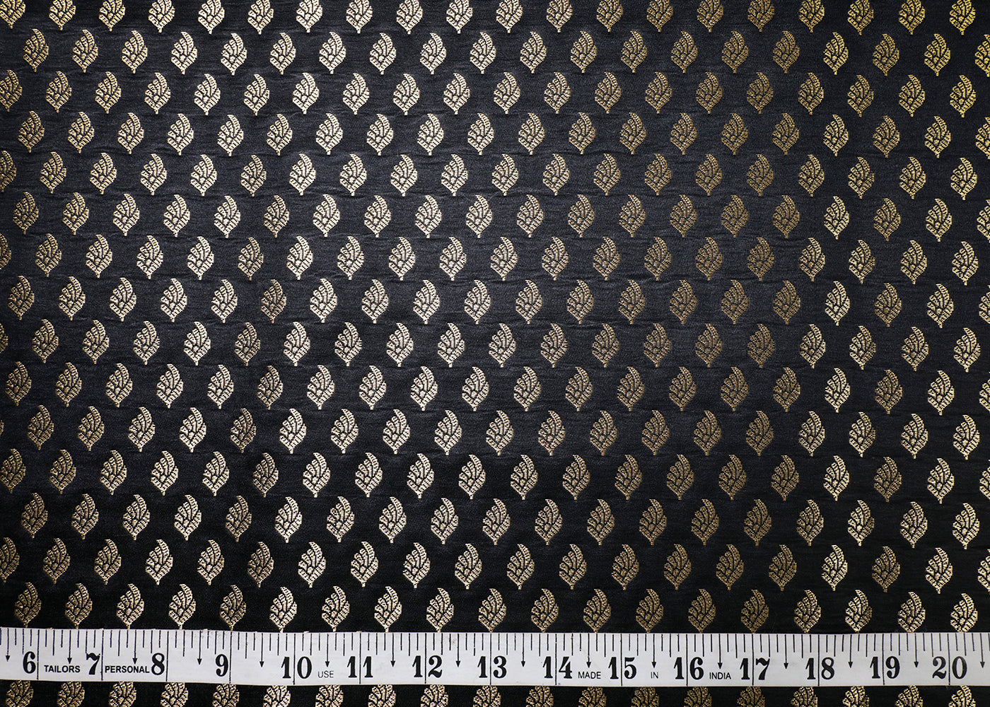 Black Banarasi Brocade Fabric With All Over Golden Zari Handloom  16953